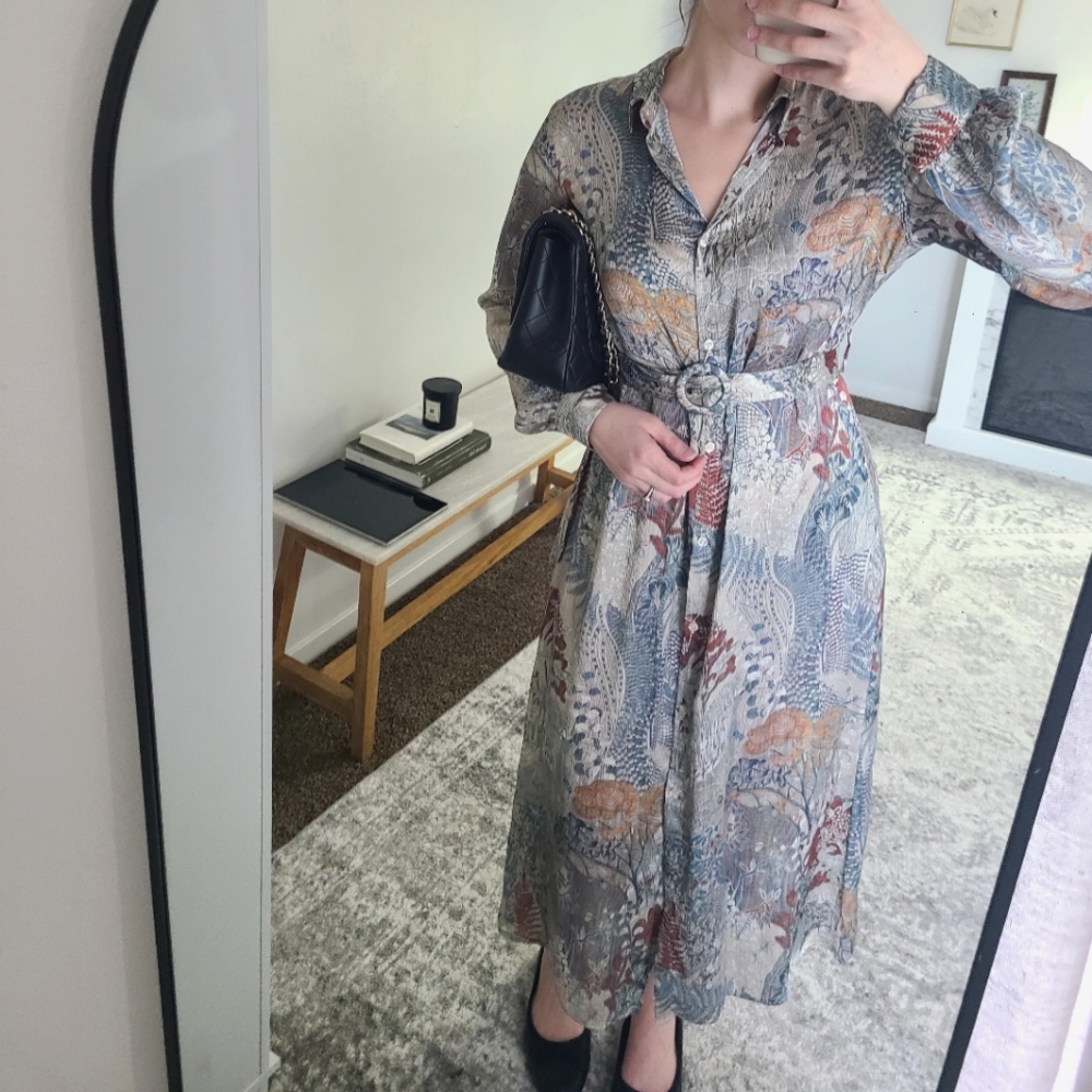 Long Sleeve Patterned Dress